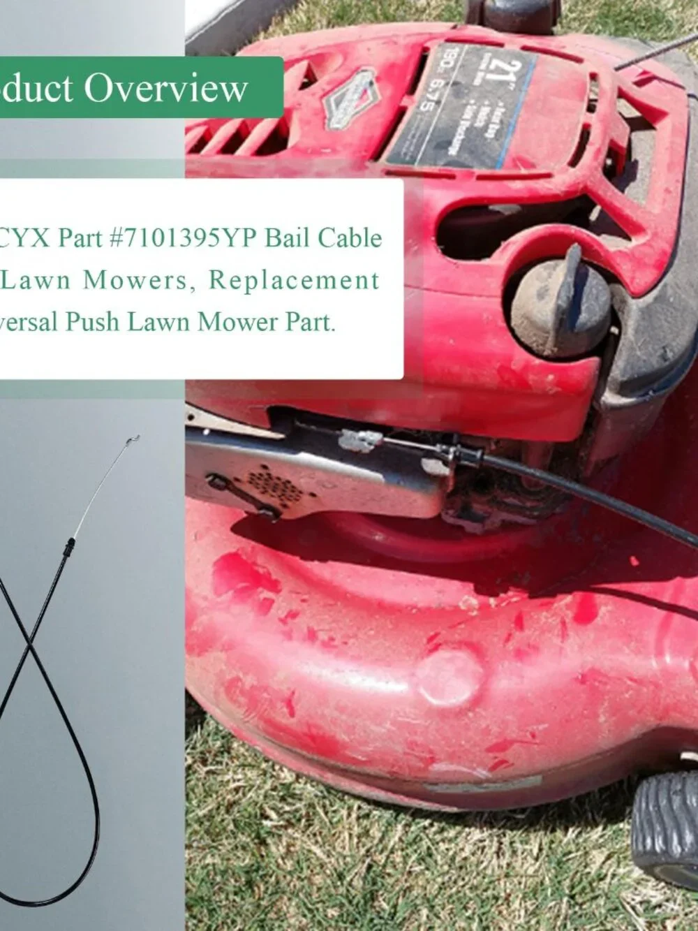 7101395YP Bail Cable, lawn mower pull cord, For Universal Lawn Mower Part | For